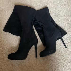 Forever 21 Black Suedette Over the Knee Boots